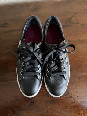 Munro Jamie Shoes Womens Black Leather Sneaker Lace Up Cushioned Casual Size 6.5